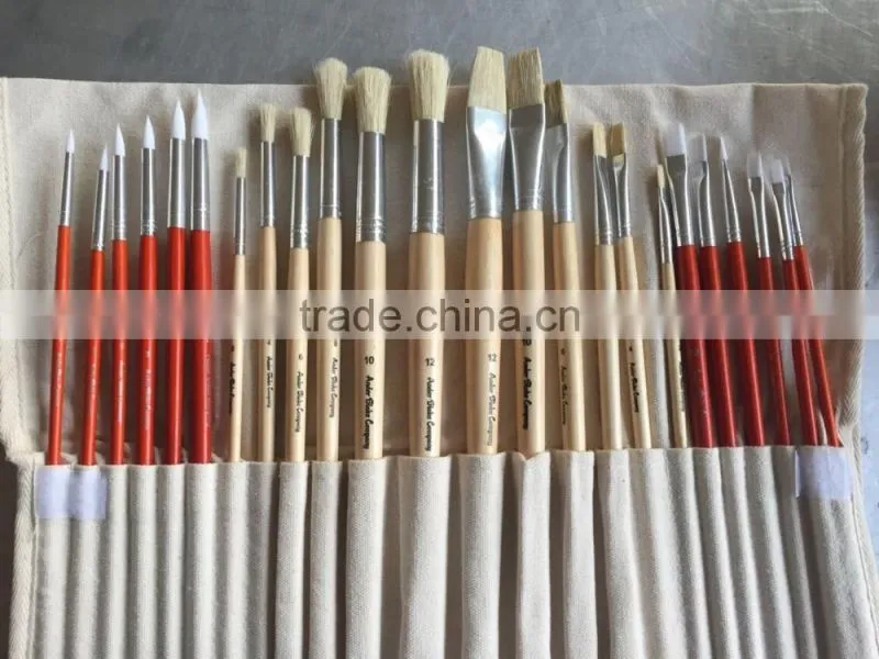 Variegated synthetic wooden handle artist painting brush