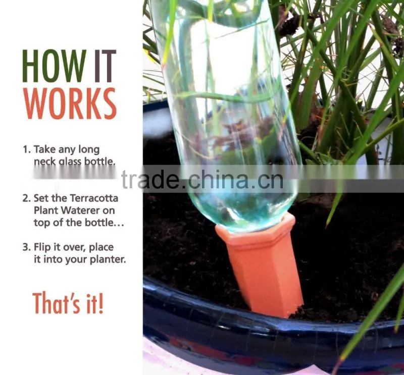 Terracotta Plant Watering Count Wine Bottle Stake Set