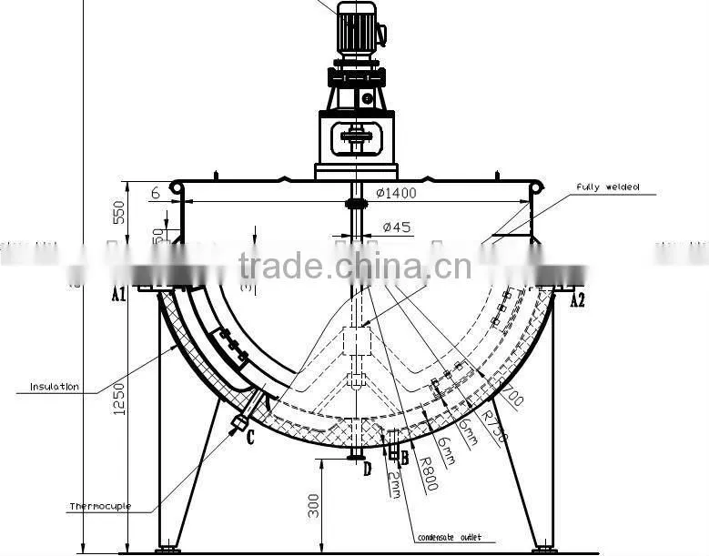 Vertical Steam Jacketed Kettle (With Agitator)
