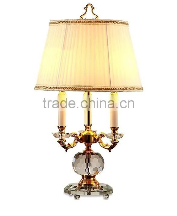 Concise design K9 clear crystal apple shape lamp body three candles table lamp