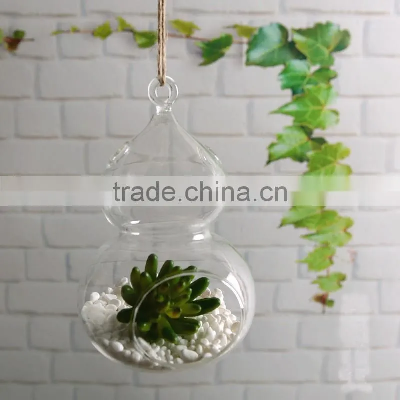 DIY home decoration micro landscape calabash shaped hanging clear glass terrarium