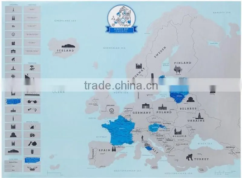 CT-749 World Map of Europe Fun essential tour map new European version of travel Map