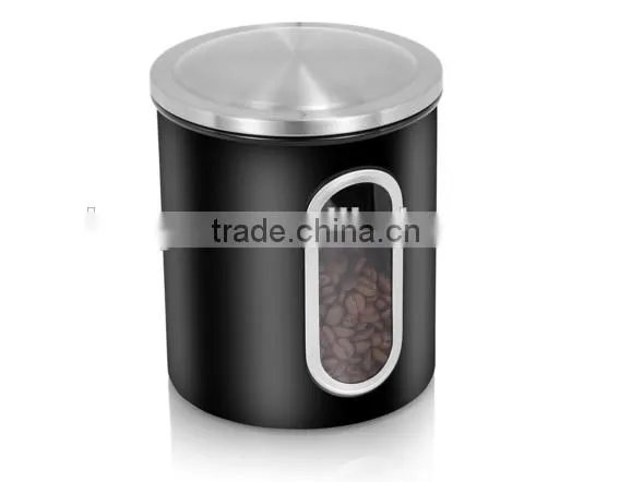 Black Metal Kitchen Storage Canister Set With Lids