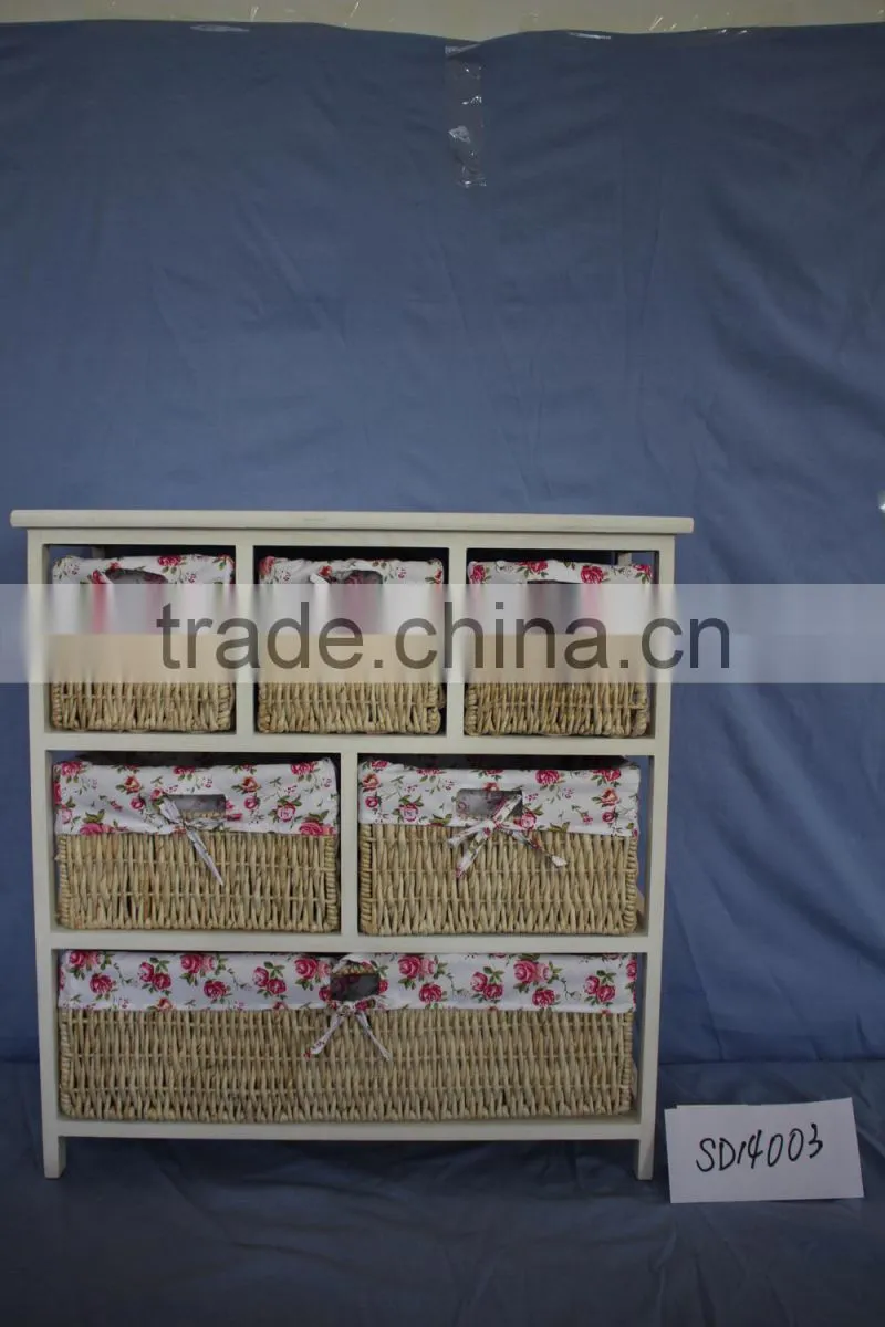 Wooden Cabinet With Fabric Drawer /Living Room Chest