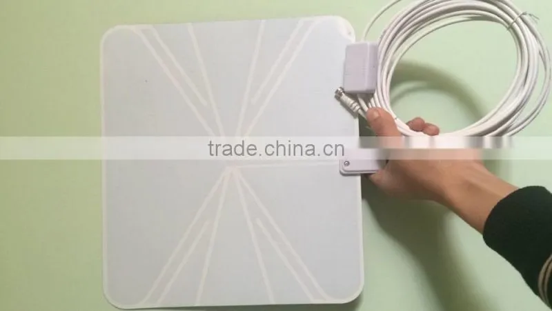 Digital Indoor TV Antenna With Amplifier Flat High Gain DVB-T/T2 VHF/UHF Amplified TV Antenna 50 Miles Range