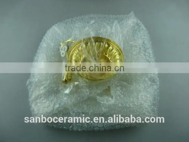 Wholesale glass cake stand, two tier golden glass cake stand with flower decoration