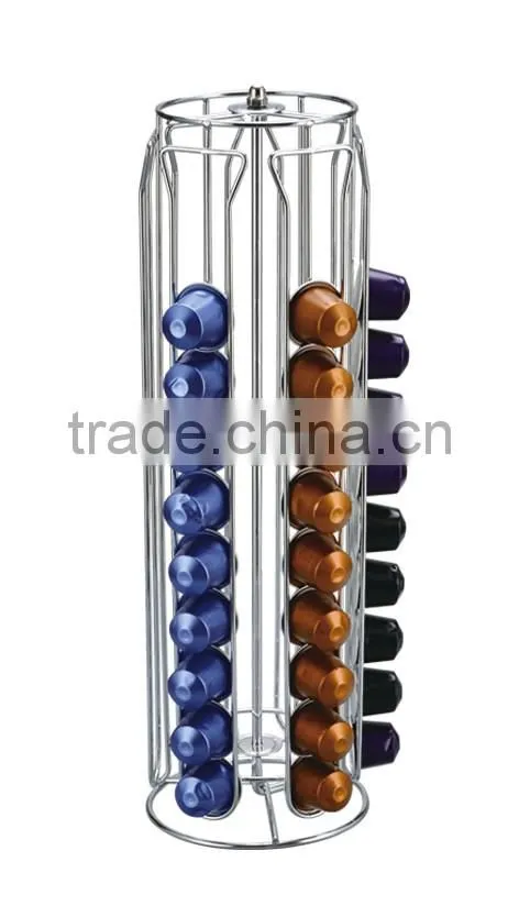 Metal 60pcs Nesspresso Chrome Coffee Capsule Holder/Rack With a cheap price free standing