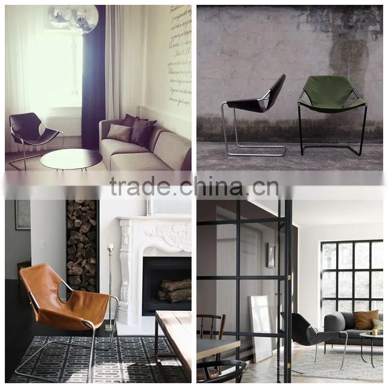Modern appearance leather chair and metal chrome frames
