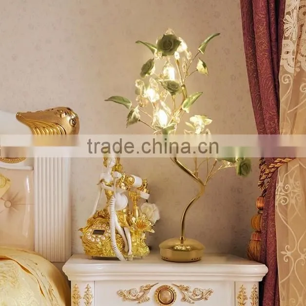 Royal Exquisite Handmade Porcelain and Crystal Green Floral Chandelier for Dining Room BF12-04284b