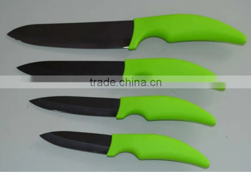 4 Pieces PP+TPR Handle Zirconia Ceramic Knife with Black Blade