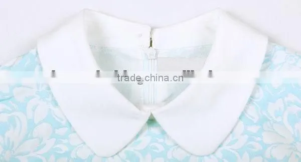 newly lovely jacquard wite peter pan collar sleeveless short dinner dress