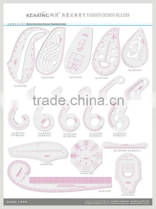 Kearing One Set Of SIx Plastic Fan Shaped Scale Ruler For Design