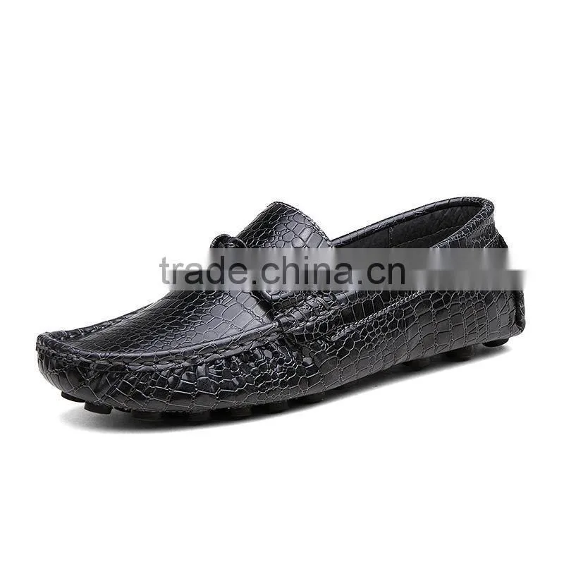 high quality crocodile top layer leather peas shoes casual fashion for male, men leather casual shoes sample for adults