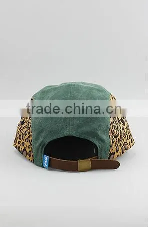 Super awesome leopard cheetah leather applique 5 panel cap