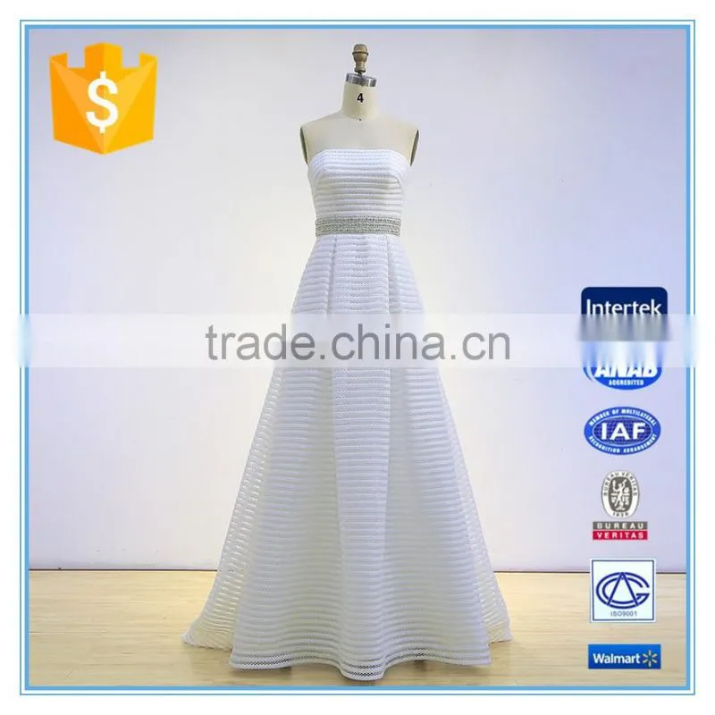Chaozhou strapless a-line trailing wedding dress with beaded