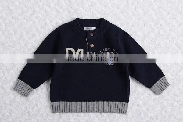 Round neck with buttons boys pullover sweater factory price