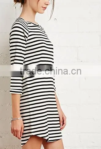 Classic stripes straight 7 minutes of sleeve dress