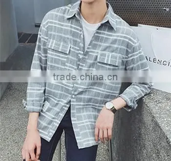 Fashion grid long sleeve shirts