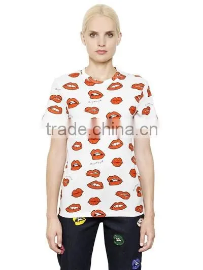 Custom Womens Top Quality Cotton Short Sleeve O Neck Printed T-Shirts,New Cotton Printed 180g T Shirts for women