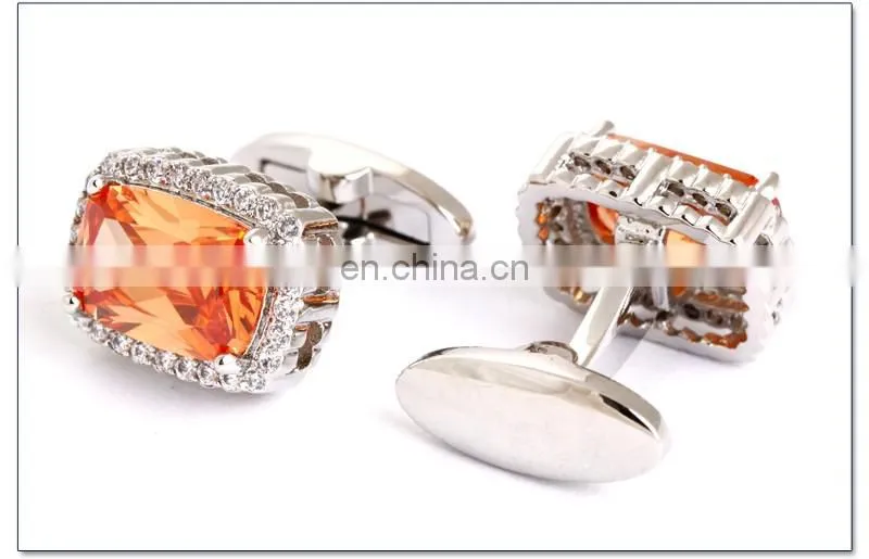 fashion elegant gold plating enamel blue diamond round cufflinks