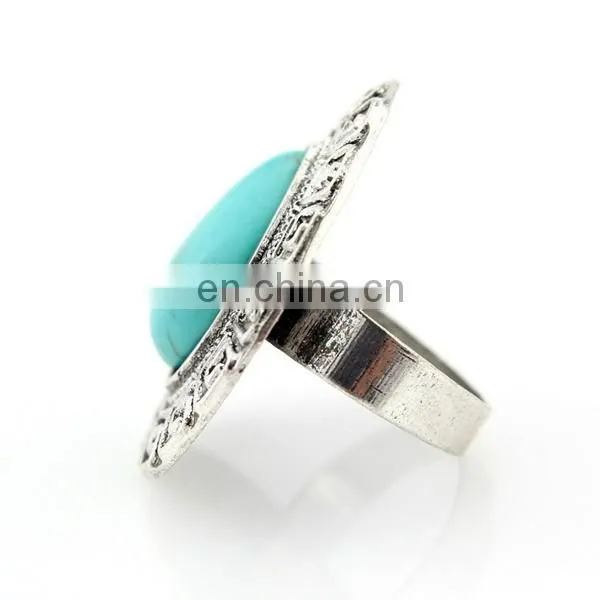 New design Top selling Charming Popular Turquoise Ring full finger Alloy ring
