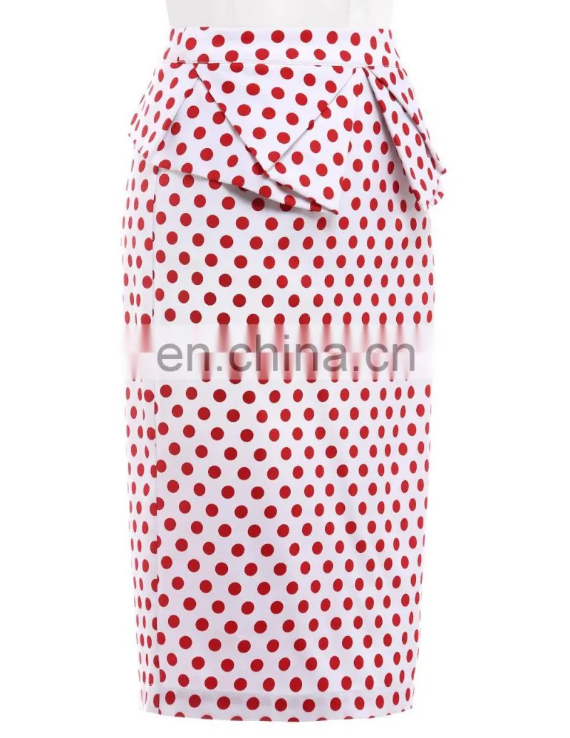 Grace Karin Occident Women's Vintage Retro Cotton Polka Dots Hips-Wrapped Skirt CL008928-1