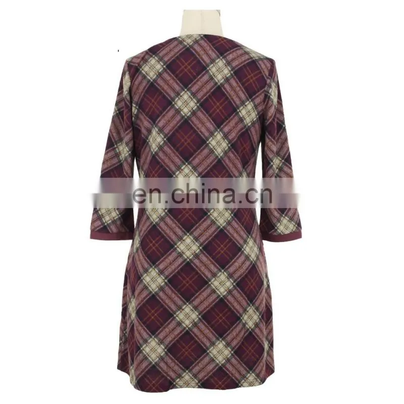 2017 Benancy Check Print Autumn Dress Guangzhou Benancy Clothing