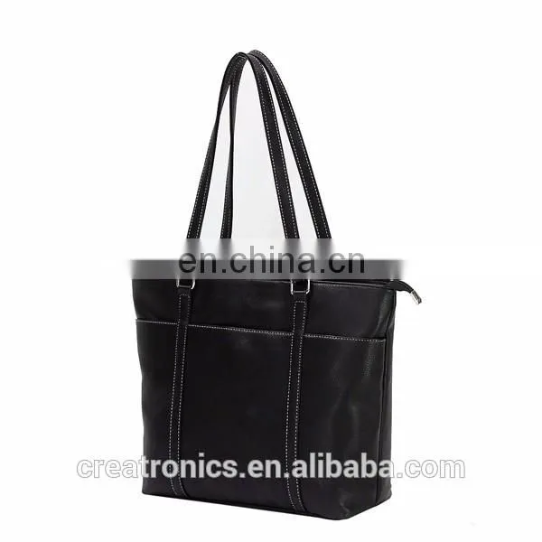 Classic Black Womens Custom Printed Logo Tote Bag for Laptops up to 15.6 Inches laptop bag