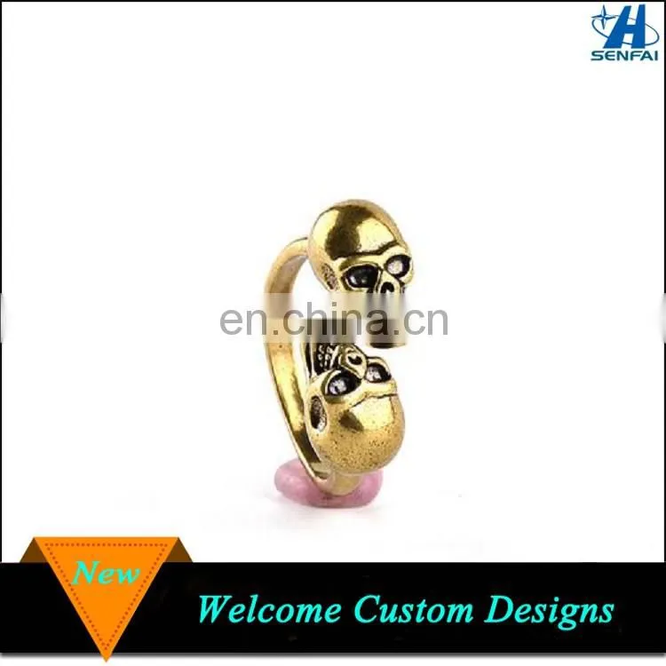 Fashion Jewelry Cheap Unisex Bronze Plated Men's Skull Ring For Gift