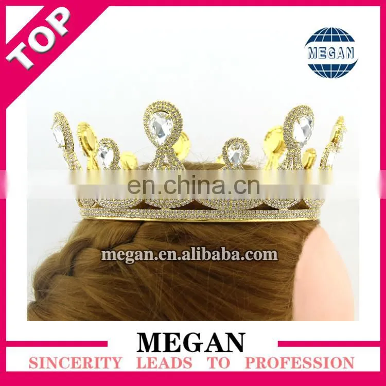 Wedding formal bride crown gold rhinestone crown