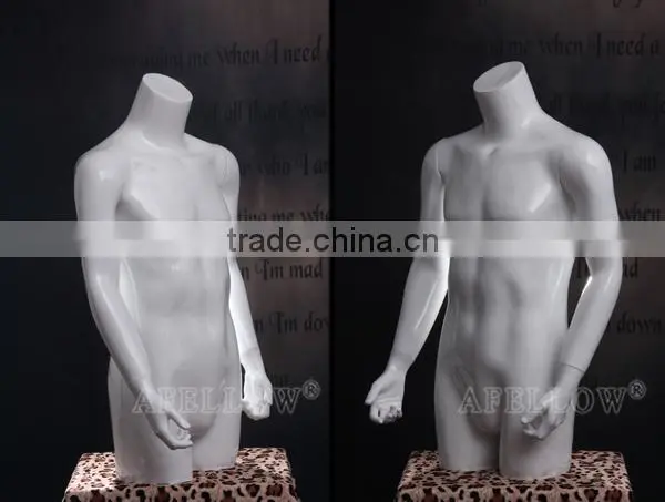 fiberglass glossy white half-length male mannequin on sale
