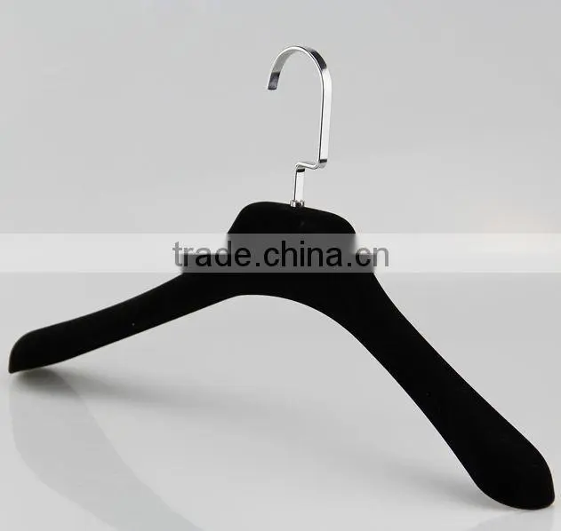 black plastic hanger with velvet surface for women