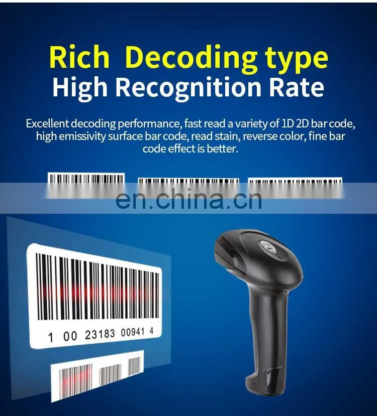 High Speed 2D Wired COMS Barcode Reader Scanner with Stand RS232