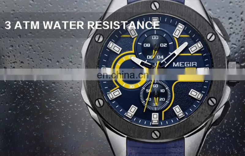 MEGIR 2053G Boy's Fashion Quartz Hand Watch Rubber Strap Watch Sport Men