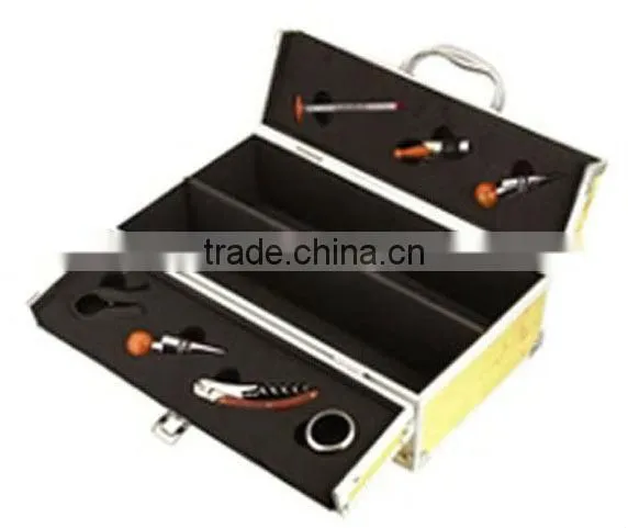 aluminum profile fireproof shell wine travel case with lock and handle