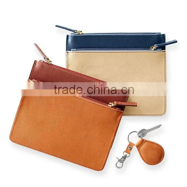 Saffiano Leather Bag genuine leather zip pouch clutch bag simple clutch bag travel leather pouch for women