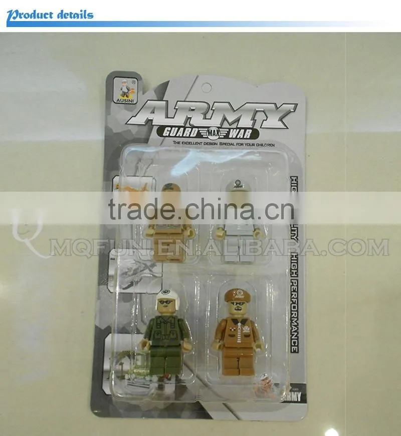 Mini Qute 4pcs/lot intellect boy collection models Army guard war action figure plastic building block educational toy NO.22792B