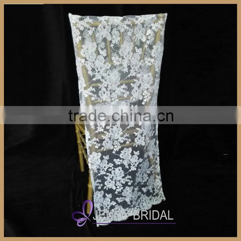 C174F1 White Elegant Chair Sashes Lace Chair Covers Wedding