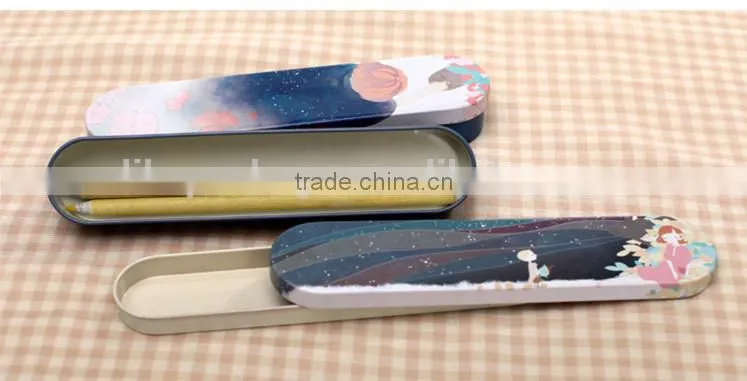 oval shape pencil box/tin pencil cased/ stationery storage tin box