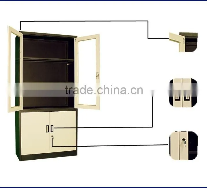 High Quality Swivel Mirror Steel Master File Cabinets Glass swing Door Pantry Filing Cabinet