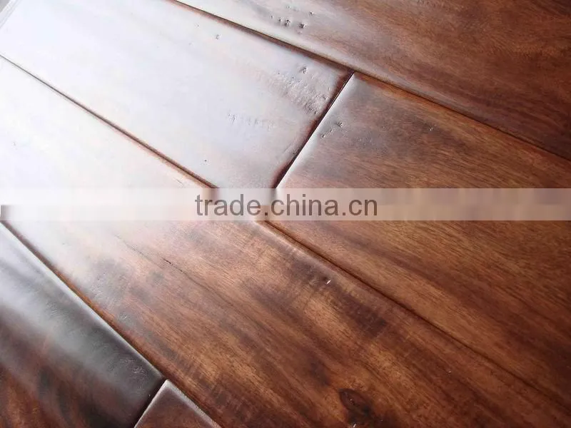 Hand scraped solid big leaf acacia wood flooring