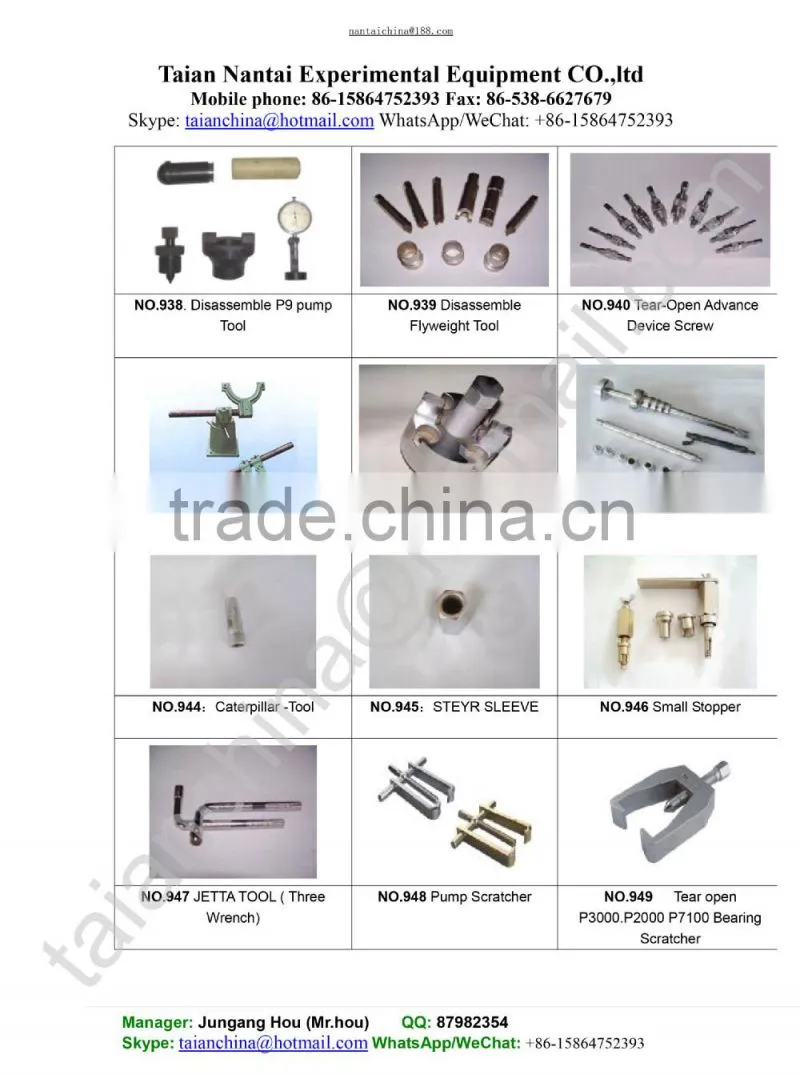 Tools for different Special purpose Pumps