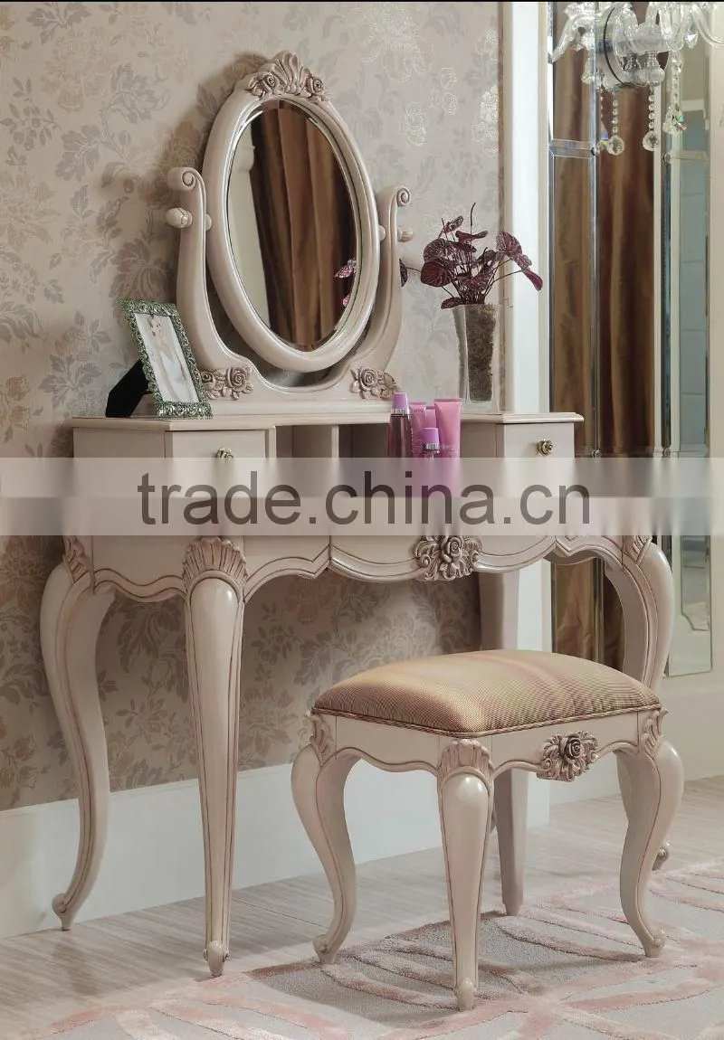 Elegant french rococo style bedroom furniture set wood king size bed with full leather