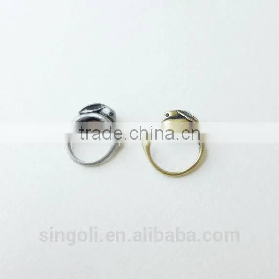 bunny adjustable ring rabbit burnished ring animal wrap ring