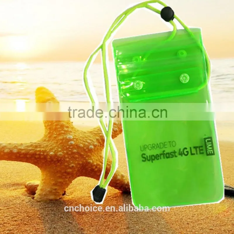 transparent mobile waterproof bag neck hanging bag