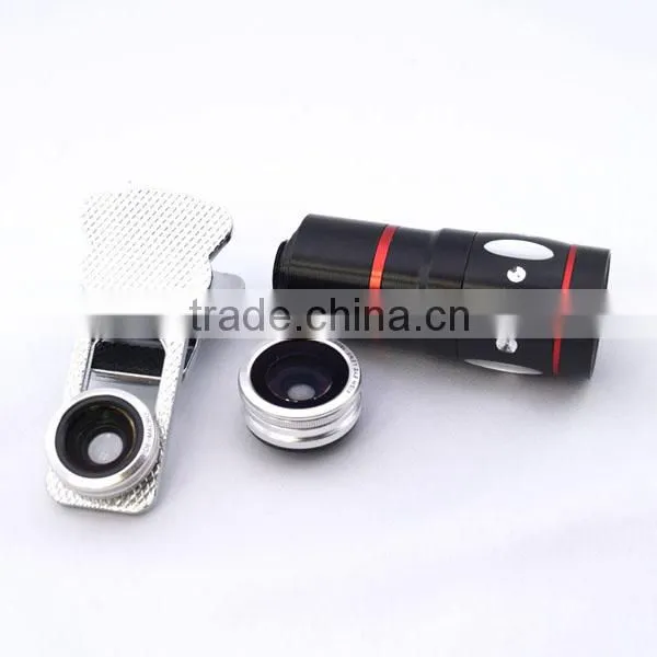 Universal Clamp Camera Lens 4 in 1 Wide Angle Macro Fisheye 10X Telephoto Camera Lens For iPhone/Samsung/HTC/iPad/Smartphone