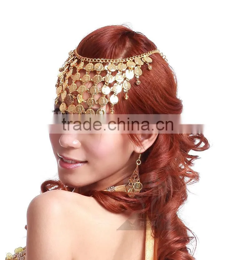 Wholesale gold earrings designs with hairband for girls' belly dance show