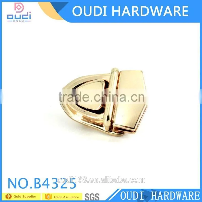 eco-friendly light gold triangle bag clip lock turn lock twist lock for bag