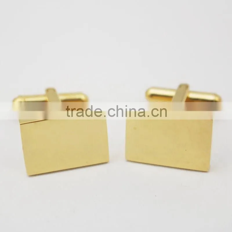 Factory Customize Gold Plating Rectangle Cufflink with Logo