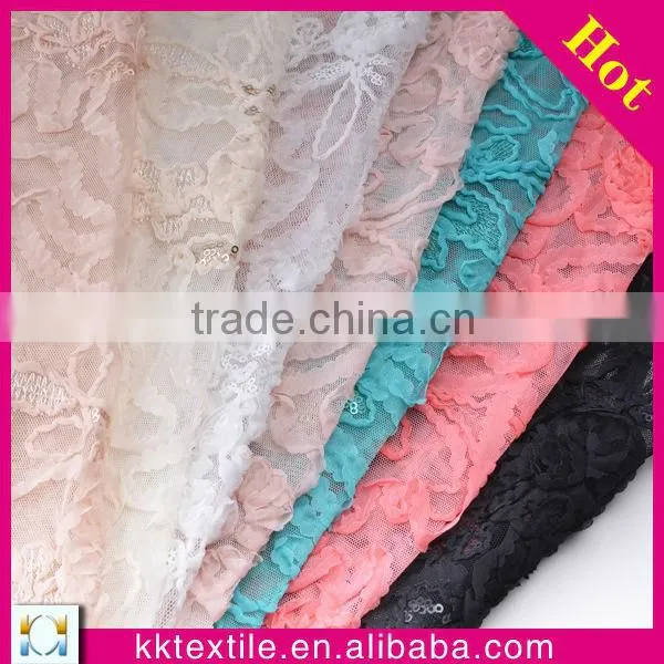 Fancy tulle embroidery sequin fabric design